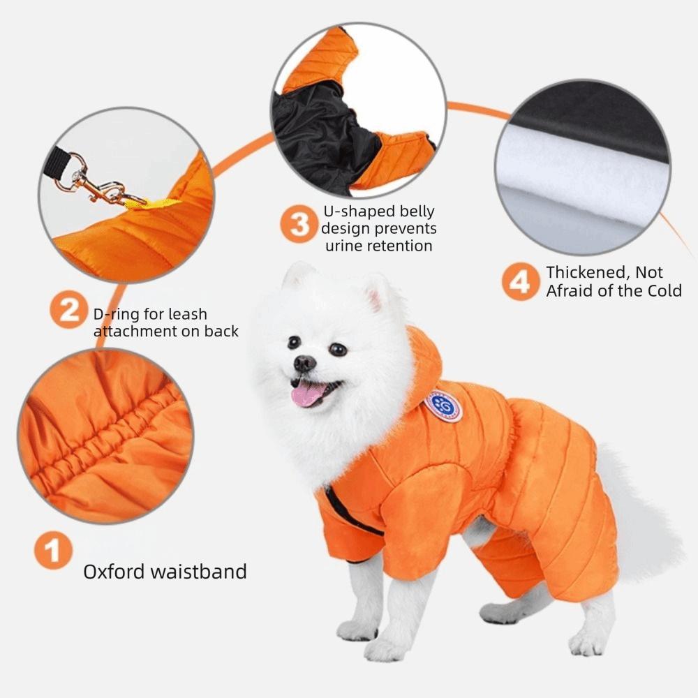 Warm Dog Down Jacket Windproof Winter Dog Coat Dog Jumpsuit Puppy Hoodies Coat  Daily Walk