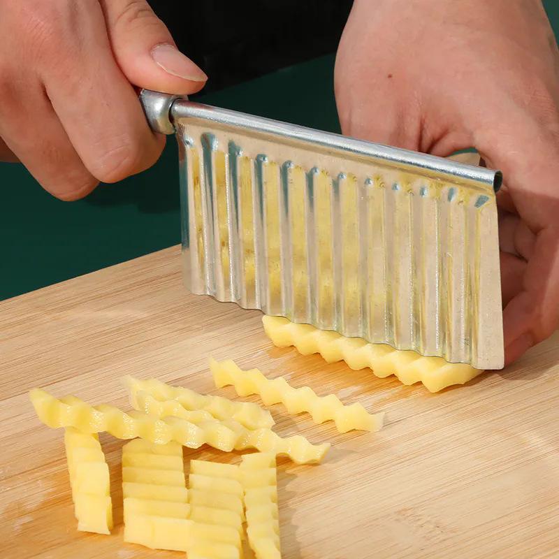 Stainless Steel Wavy Potato Cutter Heavy Duty Crinkle Cut Vegetable Slicer for Carrot  Fries Cutting Tool