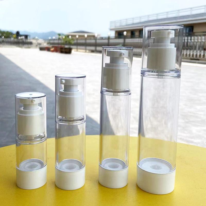 Clear Refillable Vacuum Airless Cream Pump Bottle, Empty Travel Airless Cosmetic Container, Portable Makeup Lotion Dispenser Bottle