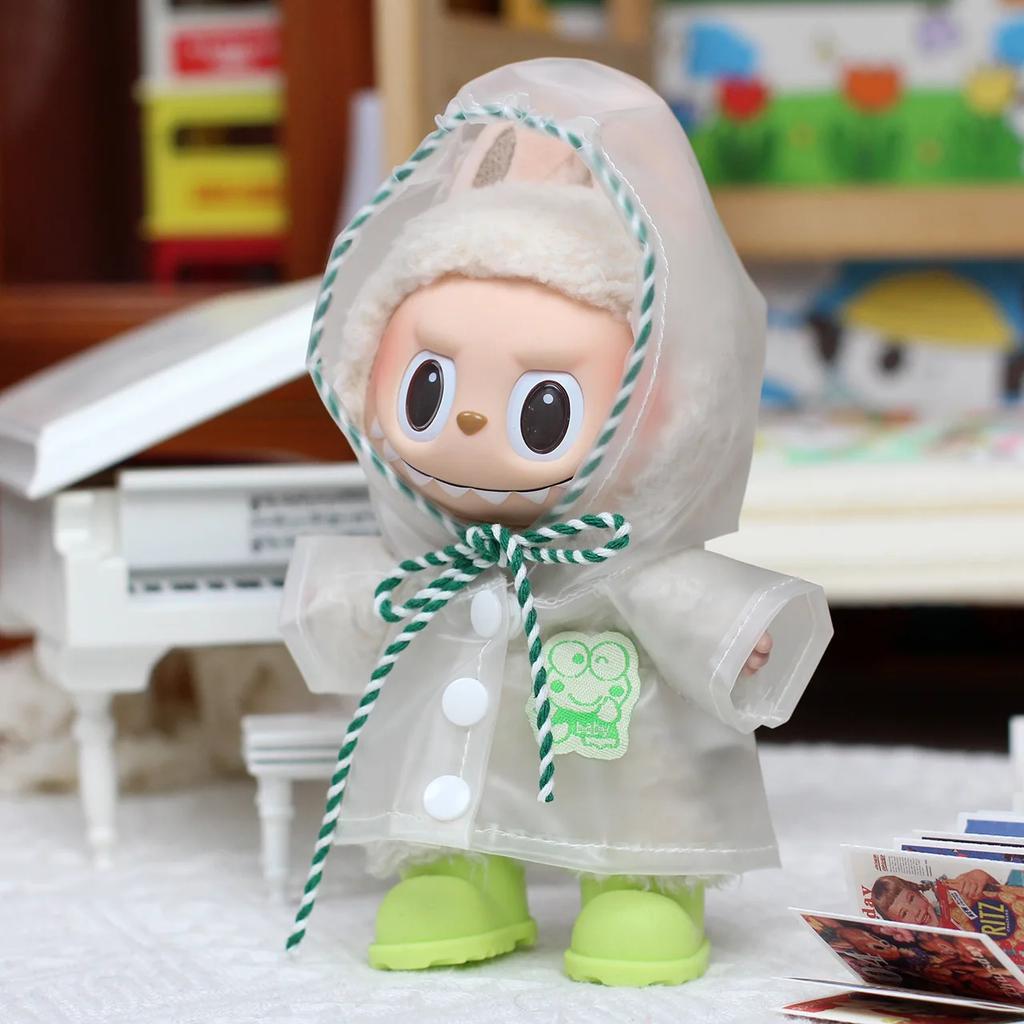17cm Labubu Raincoat Doll Clothes Heartbeat Macaron Outfits Labubu Accessories