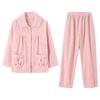 Coral Fleece Pajamas Women'S Winter Thickened Fleece Large Size Middle-Aged And Elderly Mothers Autumn And Winter Flannel Loungewear Set