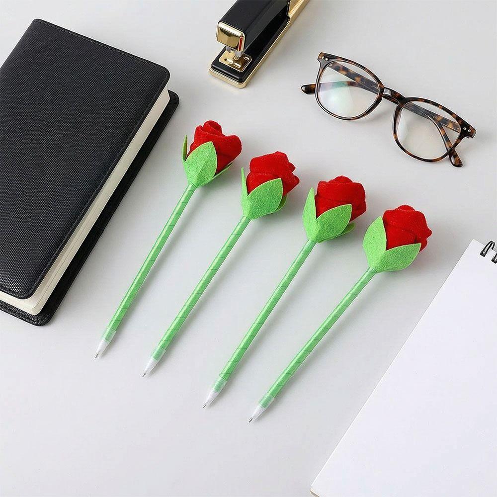 Smooth Writing Cute Cartoon Design Pens Portable Design Valentine's Day Rose Pen  Office Supplies
