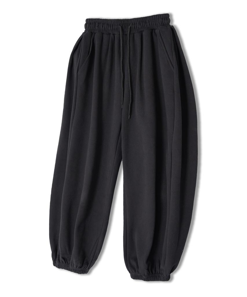 UNDEROFF Side Pleated Wide Balloon Jogger Sweatpants 5 Colors Dark Gray