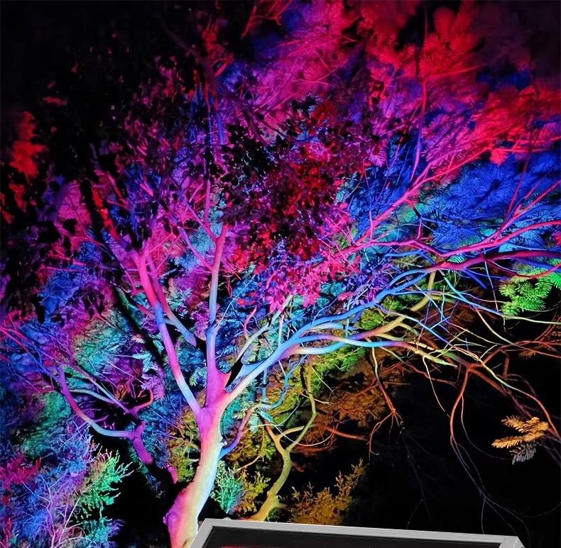 LED Rainbow Tree Lighting Outdoor Waterproof Cultural Lighting Project Colorful Floodlights Garden Greening Landscape Spotlights