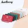 Baellerry Carteiras femininas longas, design moderno, bolsas com zíper, porta-cartões de couro artificial, porta-moedas, bolsas clássicas para celular