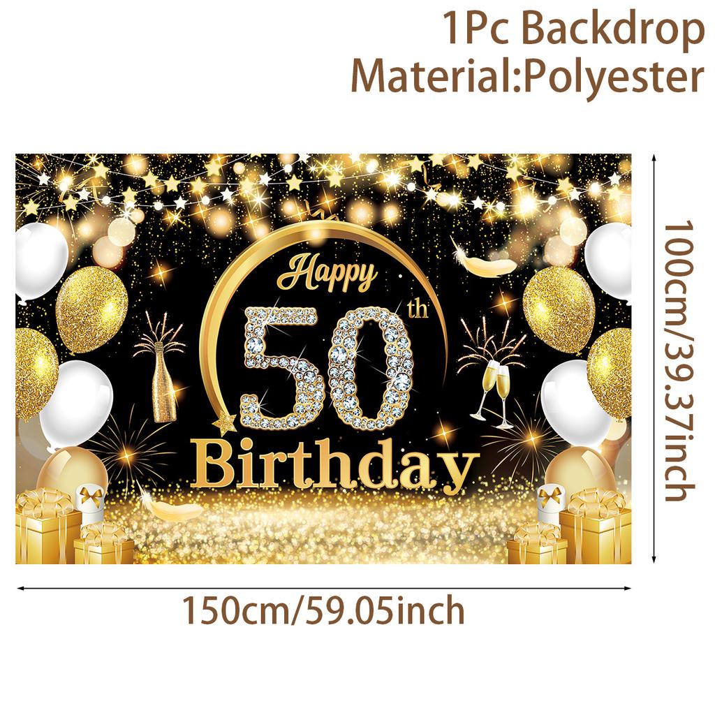 Black Gold Birthday Table Runner 30 50 Birthday Tablecloth Balloon Party Decoration For Home Backdrop Wedding Adult Anniversary
