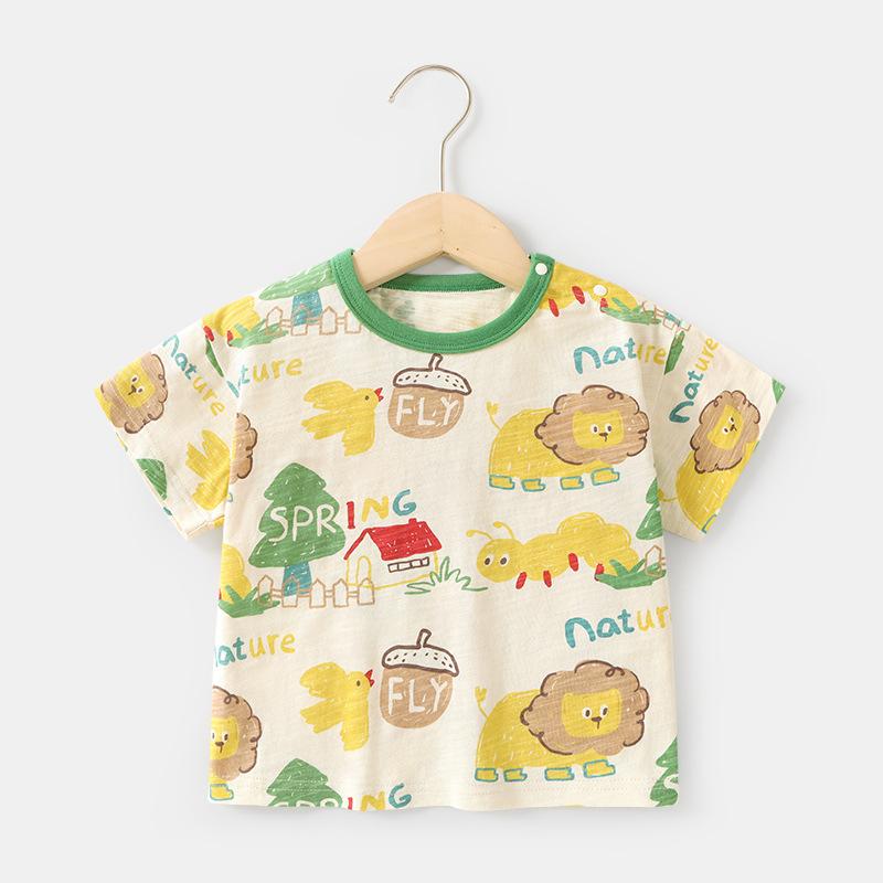 Babykläder Casual Kortärmade T-shirts Sommarkläder Pojkar Flickor Baby Barn Barn Sommar Halv-ärmade Toppar
