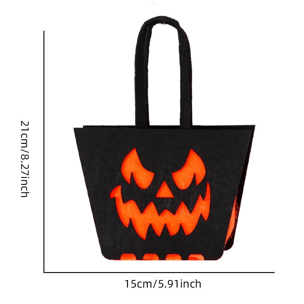 Felt Material Halloween Trick-or-Treat Bag Non-woven Tote Handheld Size Goody Bags Classic Elements Stereo Design