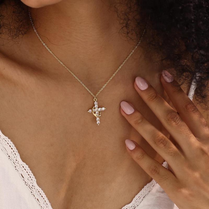 Crown Circle Rotating Necklace - Women's Pendant with Cross and European American Design