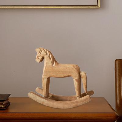Rocking Horse Statue Animal Collection Figurine Unique Gift Crafts Wooden Table