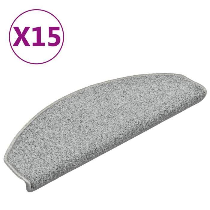 VidaXL Stair Carpet 15 Pieces 65 X 24 X 4 Cm Light Grey Semi-circular Large 322371