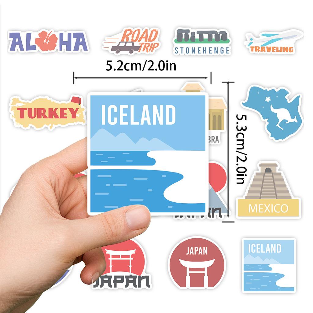 50 Travel Series Graffiti Stickers DIY Stationery Stickers Water Cup Suitcase Waterproof Decorative Stickers