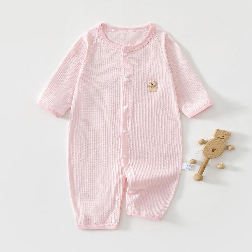 Baby Long Sleeve Romper, Lightweight Cotton Infant One Piece Pajamas, Summer Air Conditioning Outfit for Newborn Boys and Girls