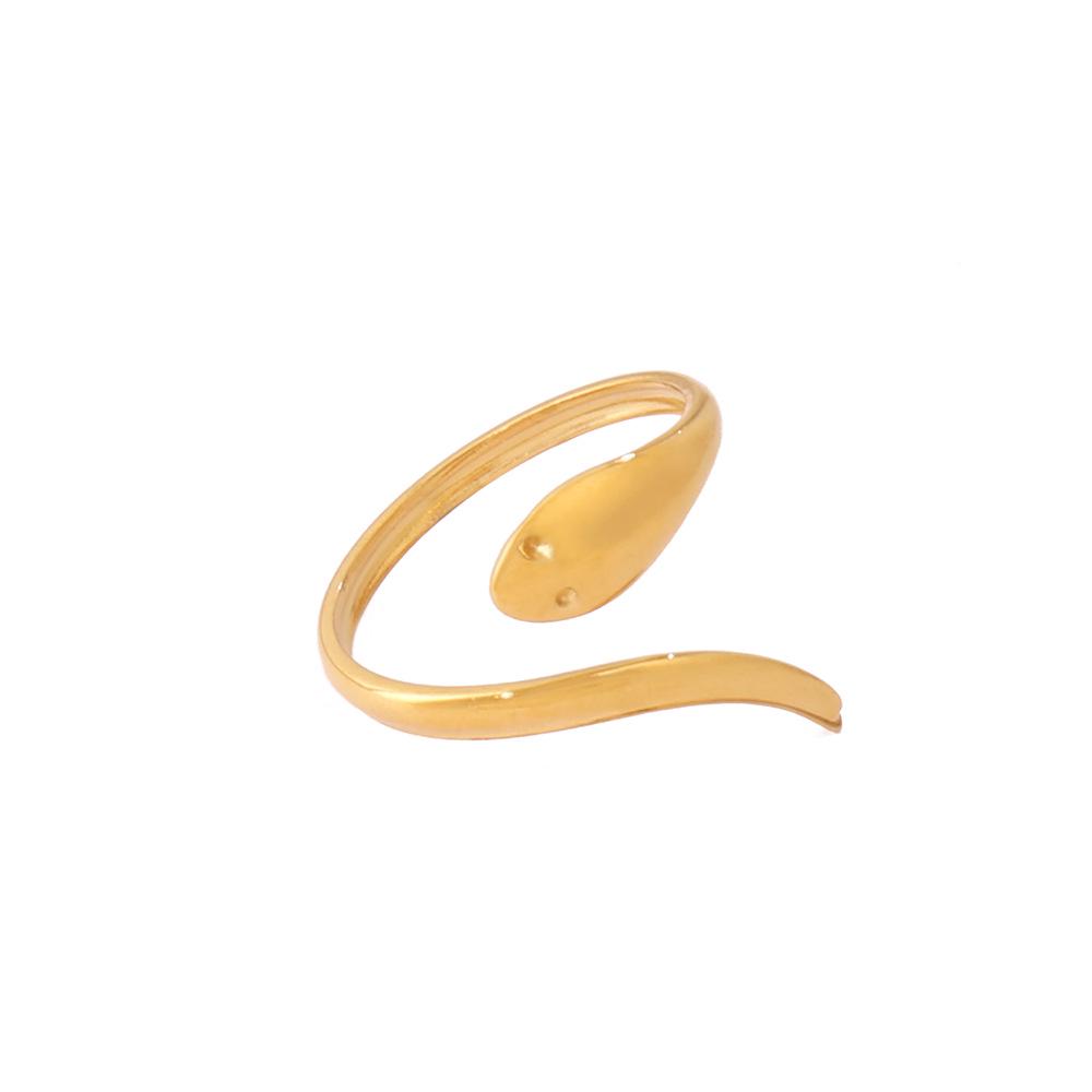 Exaggerated Snake Shape 18K Gold Plated Open Ring - Women's Jewelry