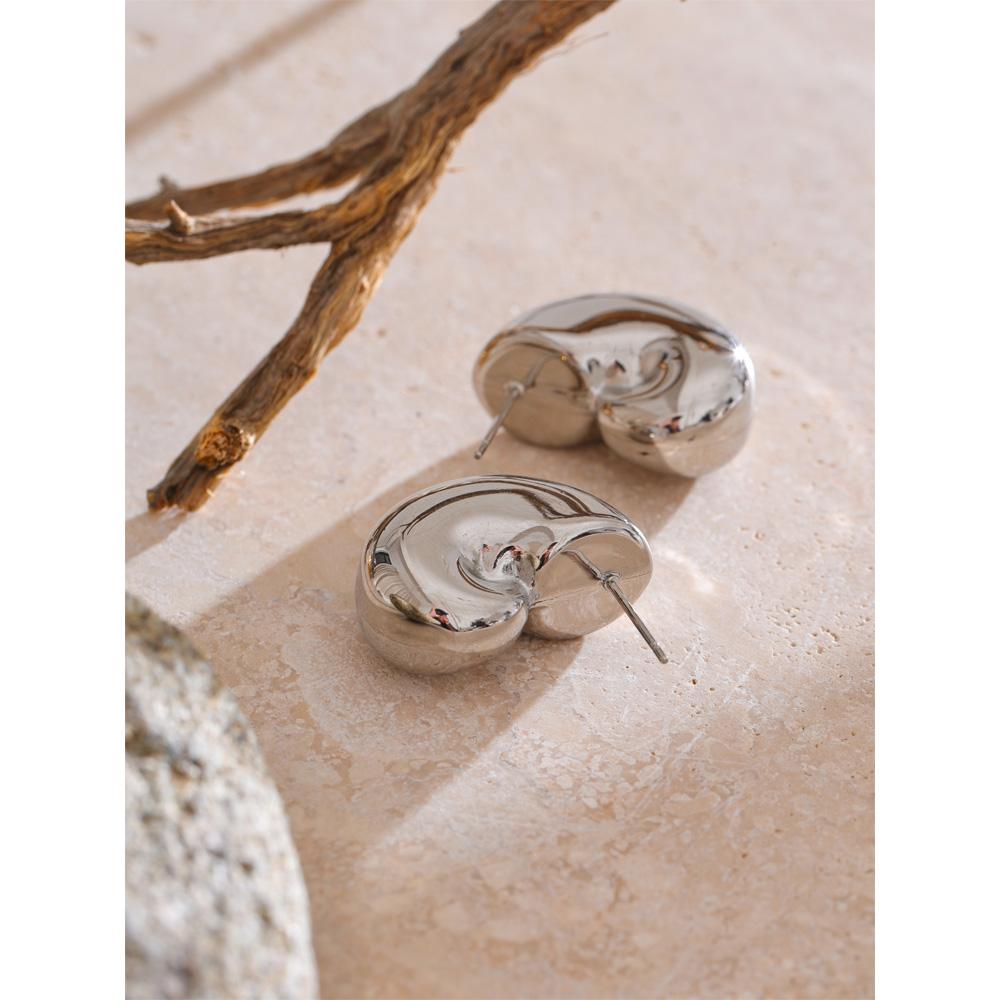 Eetit New Daily Stainless Steel Hollow Chunky Unusual Earrings for Women Texture Trendy Versatile Jewelry Recommend 2025