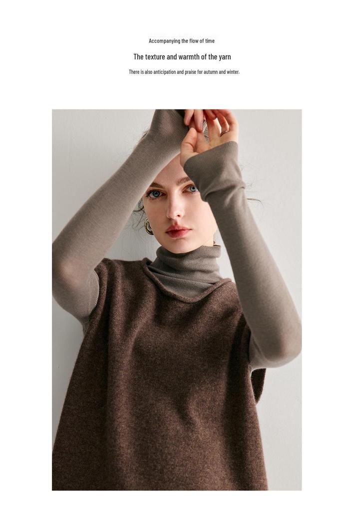 100% Pure Cashmere Rolled Hem Sleeveless Shawl Collar Women's Vest for Autumn/Winter