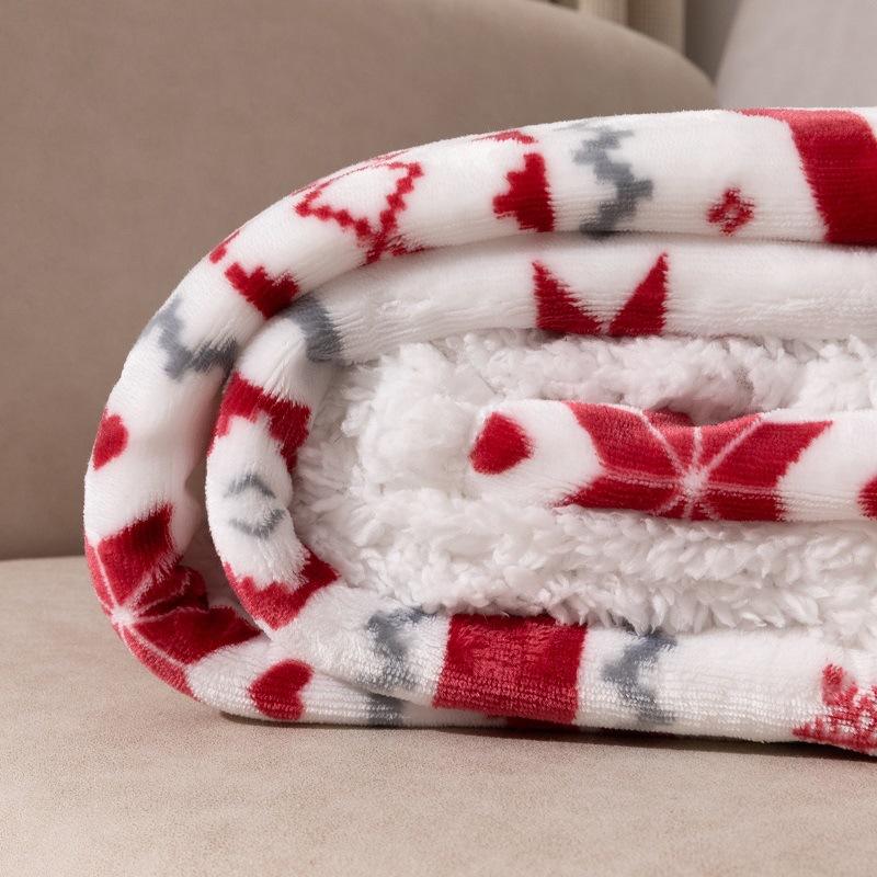 Blanket Double Layer Facecloth Blanket Thickened Sherpa Lamb Flannel Sofa Cover Blanket Christmas Winter Fuzzy Thick Warm Soft Throw Sofa Decoration