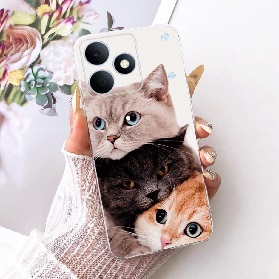 For Realme Note 80 4G Case RMX5388 Cute Cat Flowers Painted Cover Soft Silicone Case For Realme Note 80 Note80 Back Cover Fundas