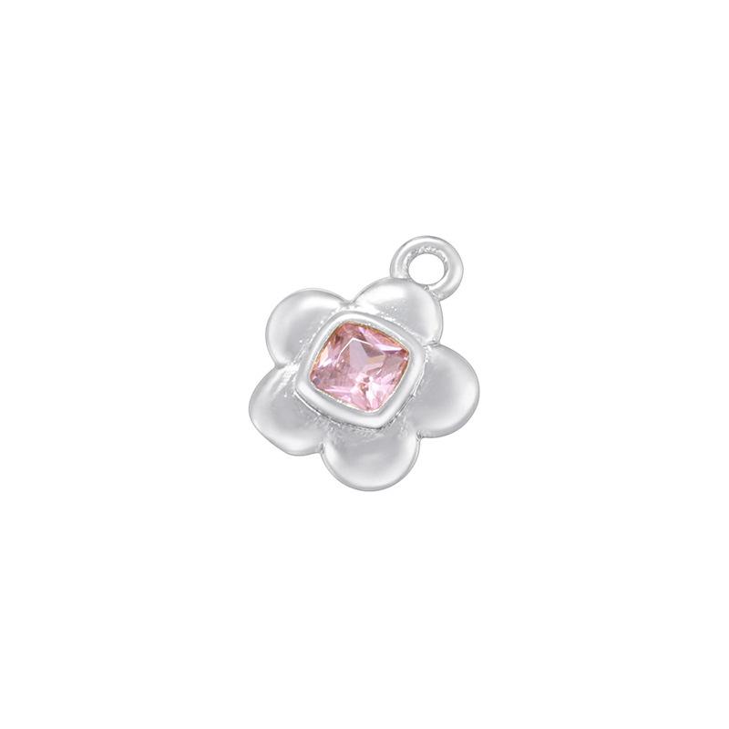 Fresh And Sweet Copper With Colored Diamonds Five-Petal Flower Pendant, Small And Exquisite Square Flower Accessories Vd1531-1532