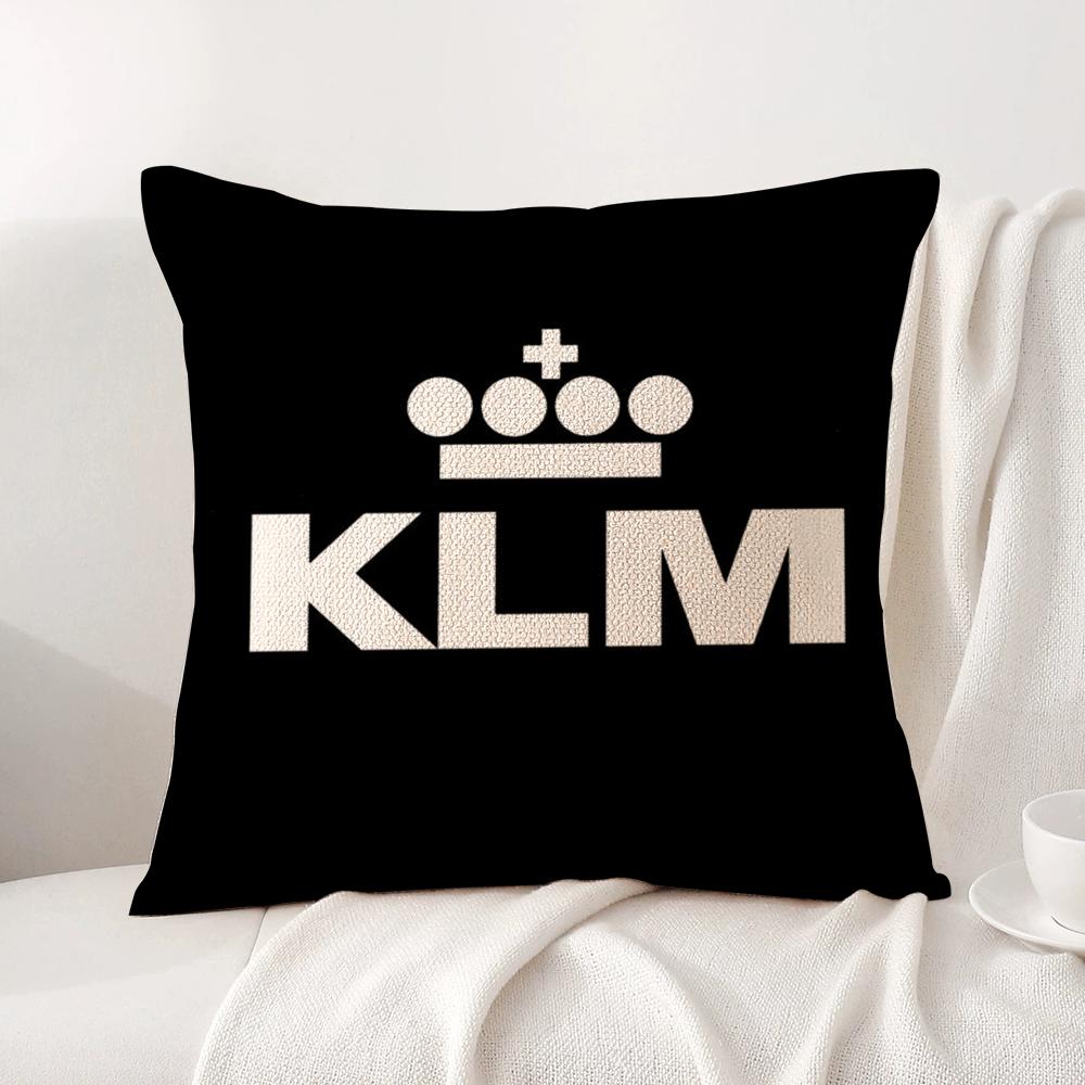 Netherlands K-Klm R-Royal Dutch Airlines Cushion Cover Summer Coolness Linen Fabric Double-Sided Printing Pillow Case Home Decor