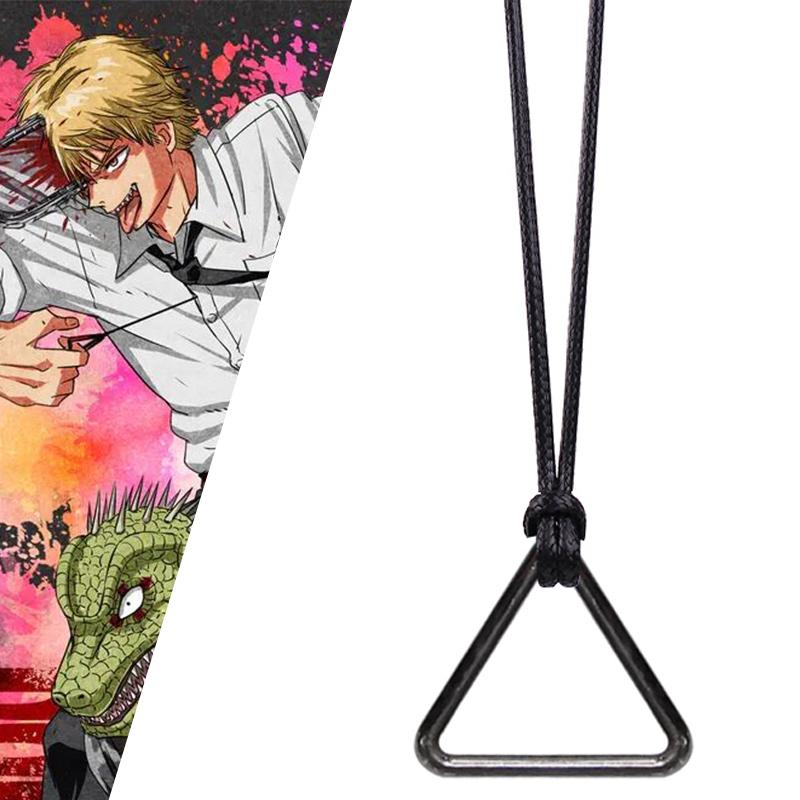Anime Chainsaw Man Volkner Pochita Náhrdelník Cosplay Kožený řetízek Trojúhelníkový stahovací prsten Přívěsek Choker Šperky Doplňky Dárek