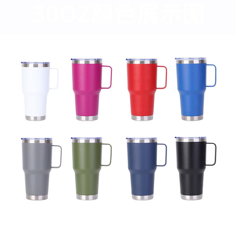 20oz/30oz Stainless Steel Car Thermos Bottle Tumbler with Handle Lid Insulated Travel Coffee Mug Double Wall Keep Drink Hot/Cold