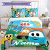 Set Biancheria da Letto con Nome Personalizzato Cartone Animato Leo il Camion 3 Pezzi Copripiumino Chiusura Include 1 Copripiumino e 2 Federe per Tutte le Stagioni Decorazione Camera da Letto