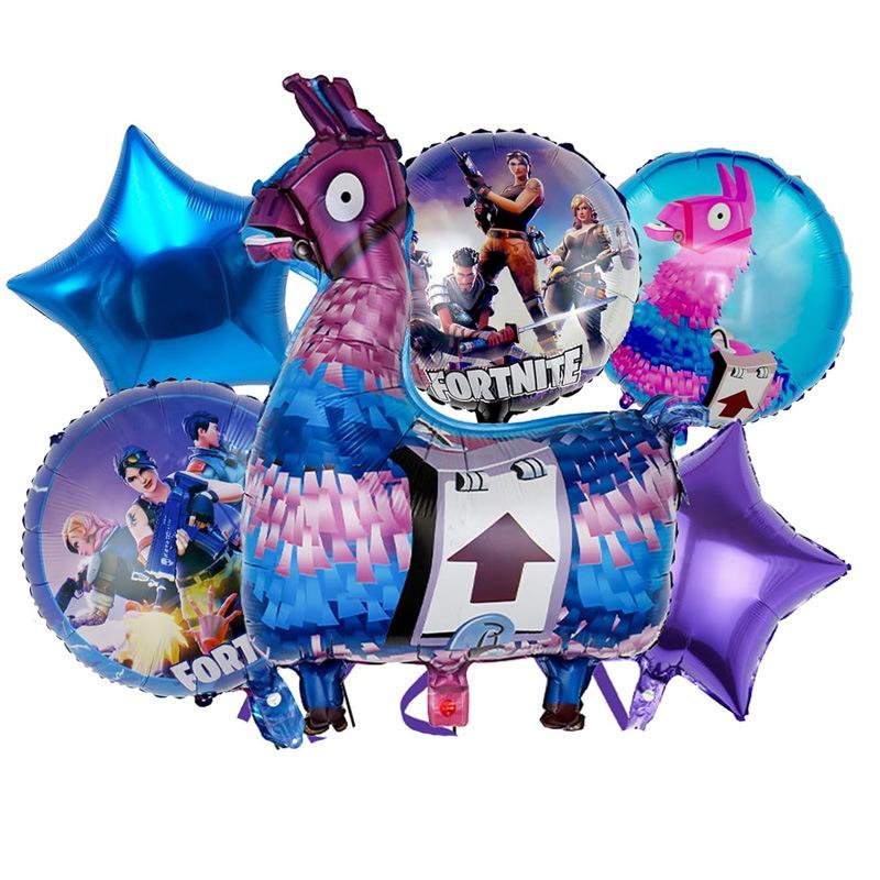1set Fortnite Meloned Theme Happy Birthday Balloons Game Family Decorations Party Boy Kids Toy Baby Shower Foil Latex Ballons