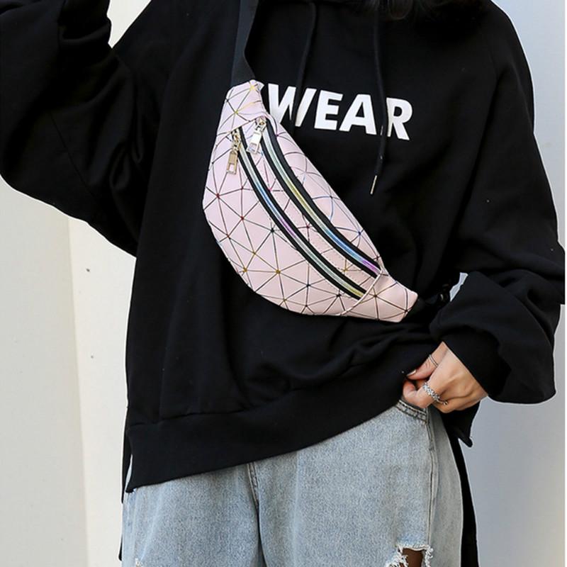 

Женские новые карманы для путешествий Складной ромбический PU Лазер Хит Цвет Crossbody Сумка для груди