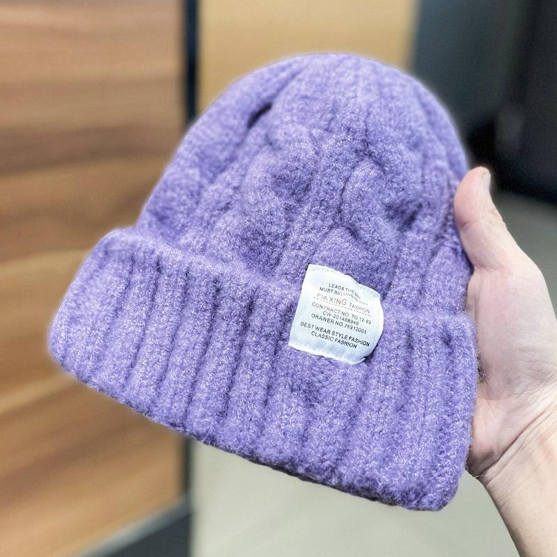 ins twist applique knitted wool hat children Internet celebrities autumn and winter versatile trend warm ear protection cold hat