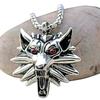 Men's Stainless Steel Red-Eyed Wolf Head Pendant