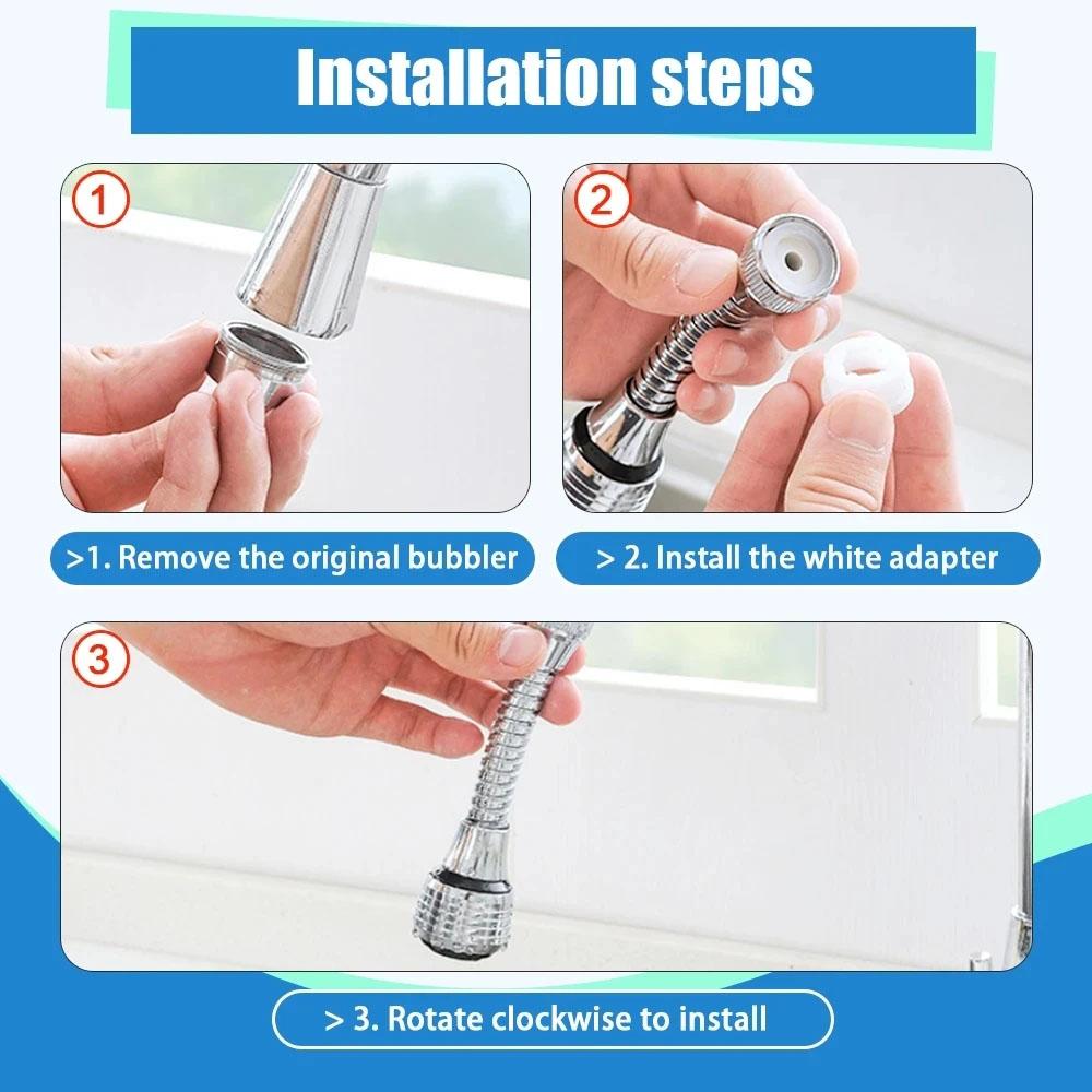 360 Degree Kitchen Faucet Anti-Splash Head Water Saver Universal Rotating Bubbler Filter Extension Booster Nozzle Kitchen Tools