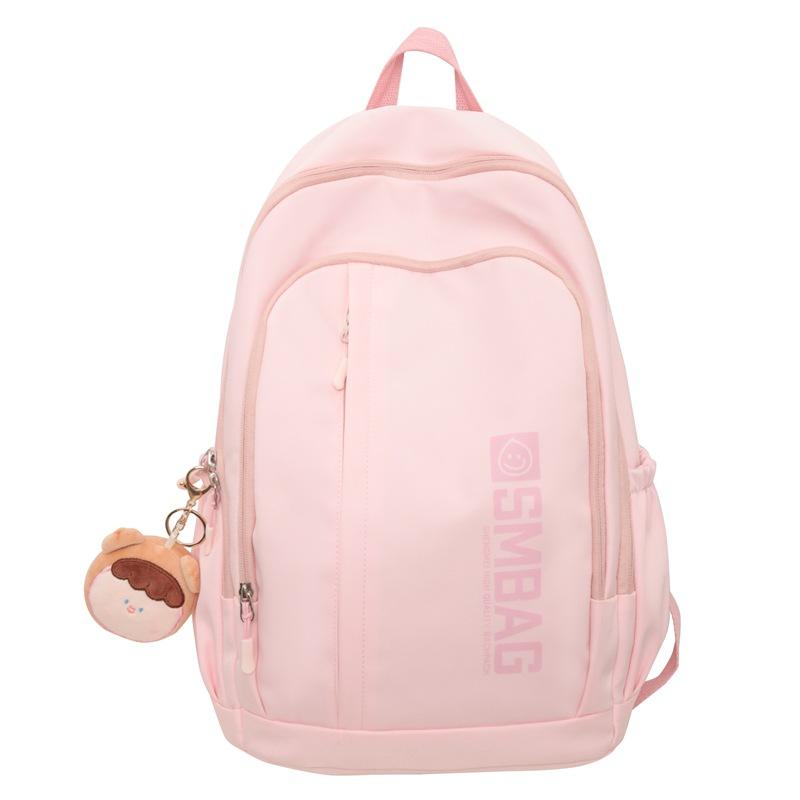 

School bag Female college student casual large-capacity backpack Male junior high school high school student niche design travel backpack single pack рожевий