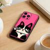 Striped Shirt Coffee Cat Phone Case For iPhone 17 16 15 14 13 12 Max Plus Silicone Black Cover