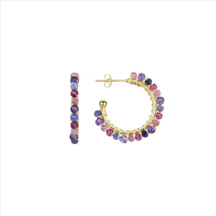 Boucles d'oreilles Aiel Luxenter Aiel Cristal violet finition en or jaune 18 Kt.