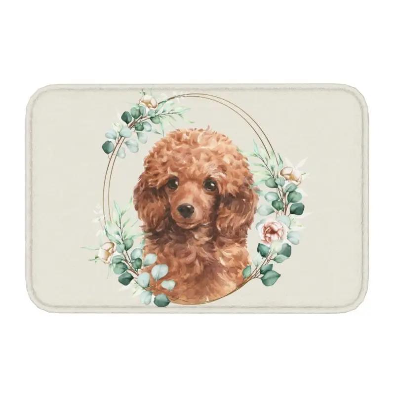 Custom West Highland White Terrier Dog In Floral Gold Wreath Doormat Non-Slip Entrance Door Floor Mat Garage Rug Carpet Footpad