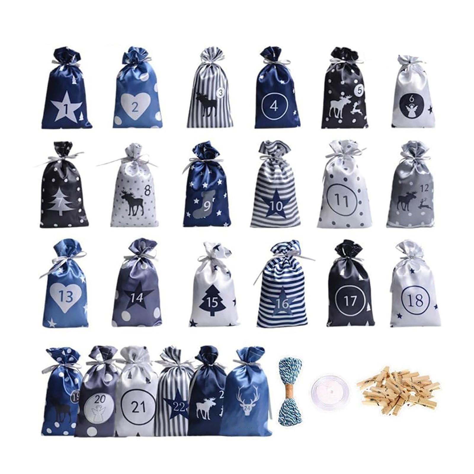 

Подарочный пакет с рождественским календарем, многоразовые сумки из полиэстера One Size синий