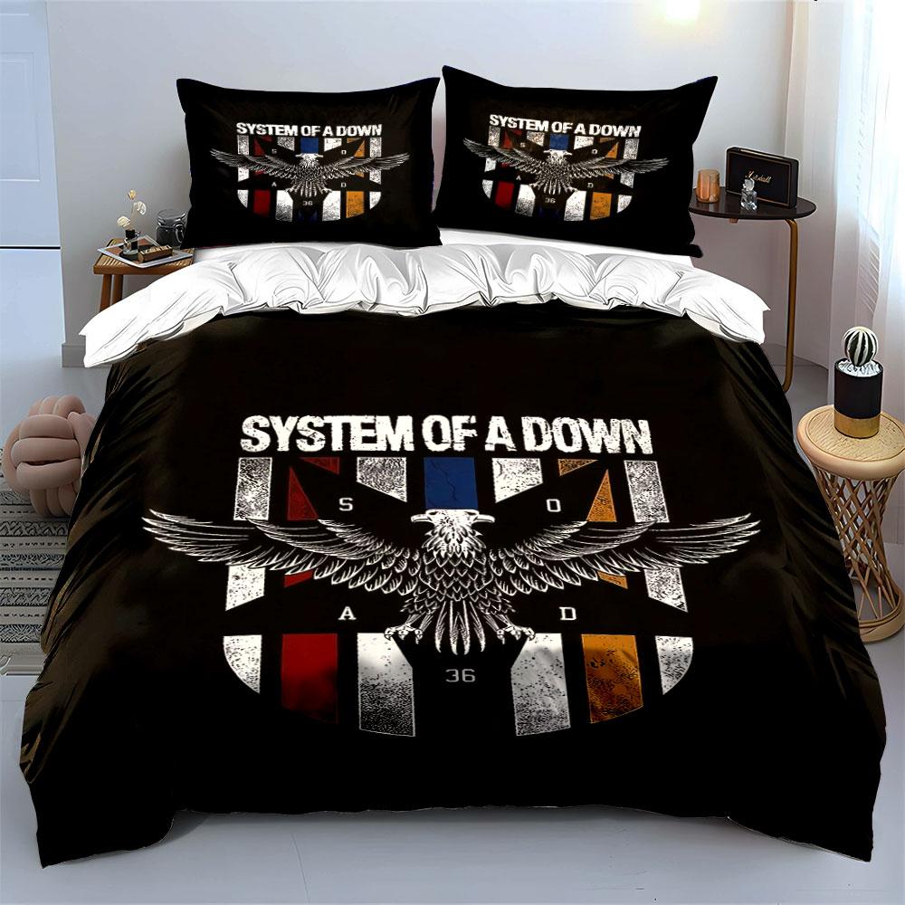 System of a Down Eagle Print Bedding Duvet Cover Set Duvet Cover Pillowcases (1 * Duvet Cover 2 * Pillowcases, without duvet insert)