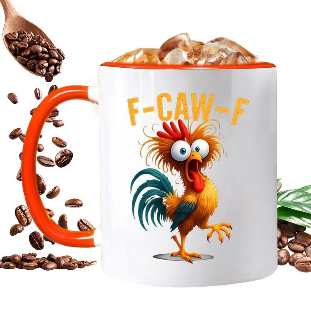 Funny F-Caw-F Chicken Coffee Mug 350ml Novelty Ceramic Rooster Coffee Mugs Tea Cup For Men Women Friends Chicken Lovers