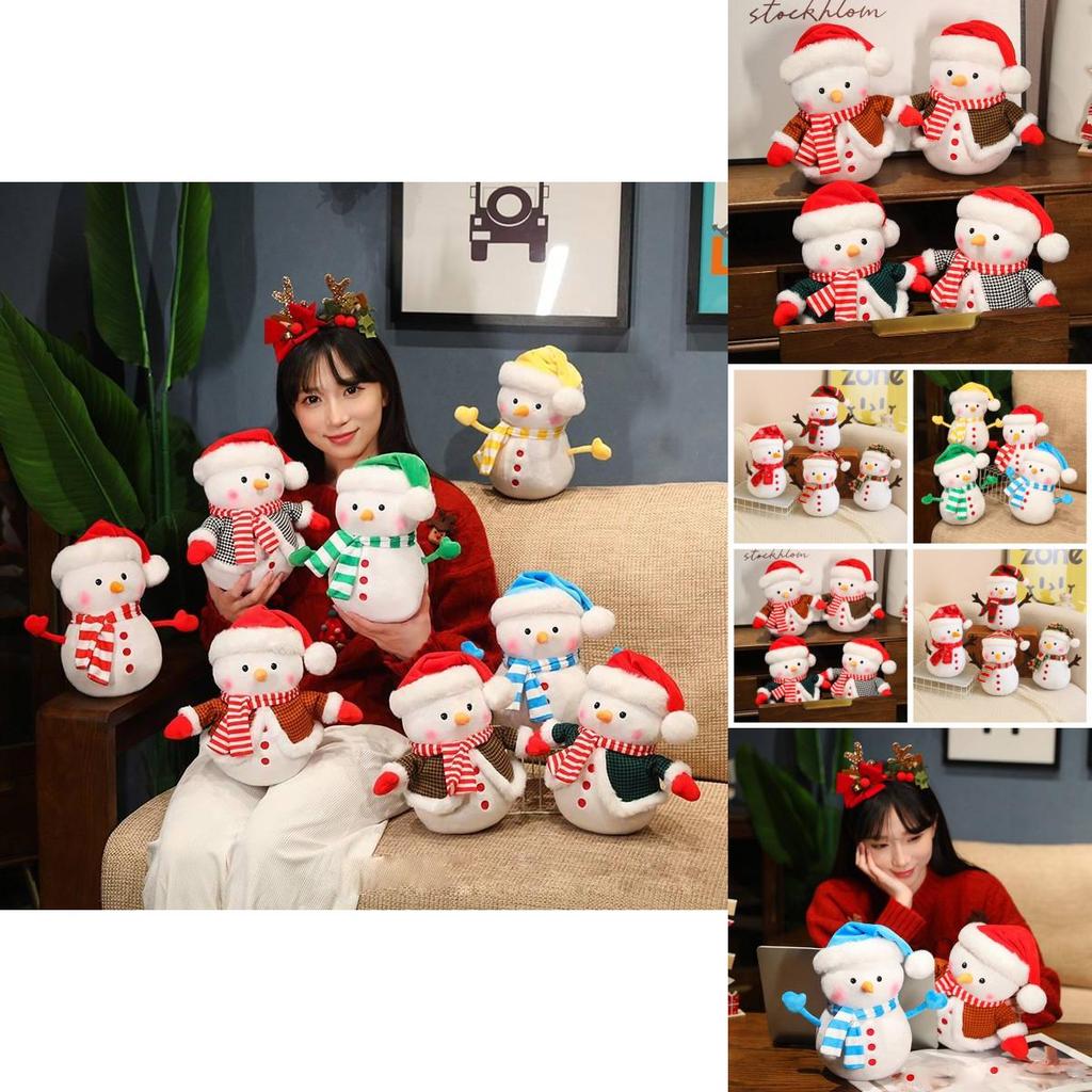 Adorable Plush Snowman Doll For Bedroom Decor Soft Stuffed Toy For Kids Christmas Gift