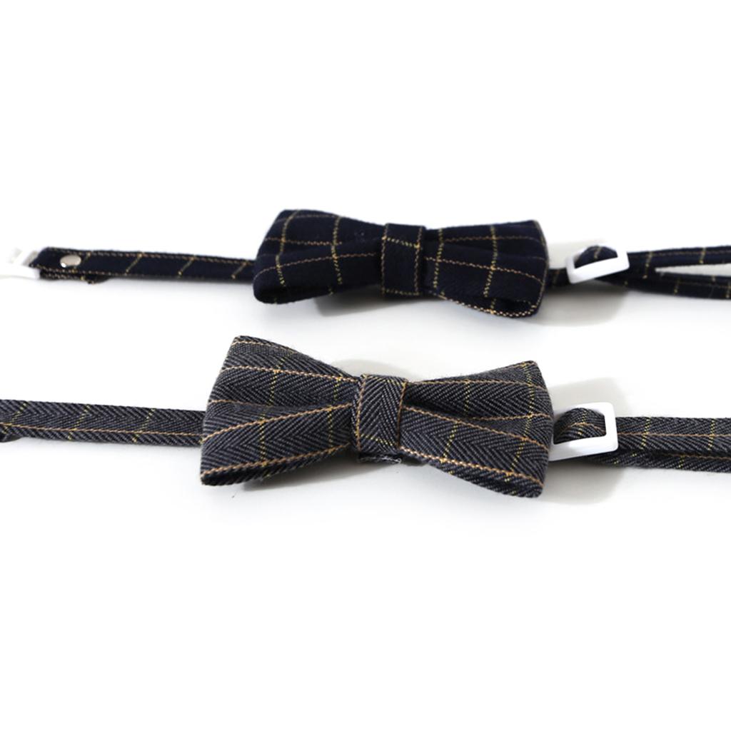 Christmas Pet Collar for Cats Dogs Plaid Bowtie Festival Party Pet Necktie Costume Accessories Breakaway Cat Collar 2PCS