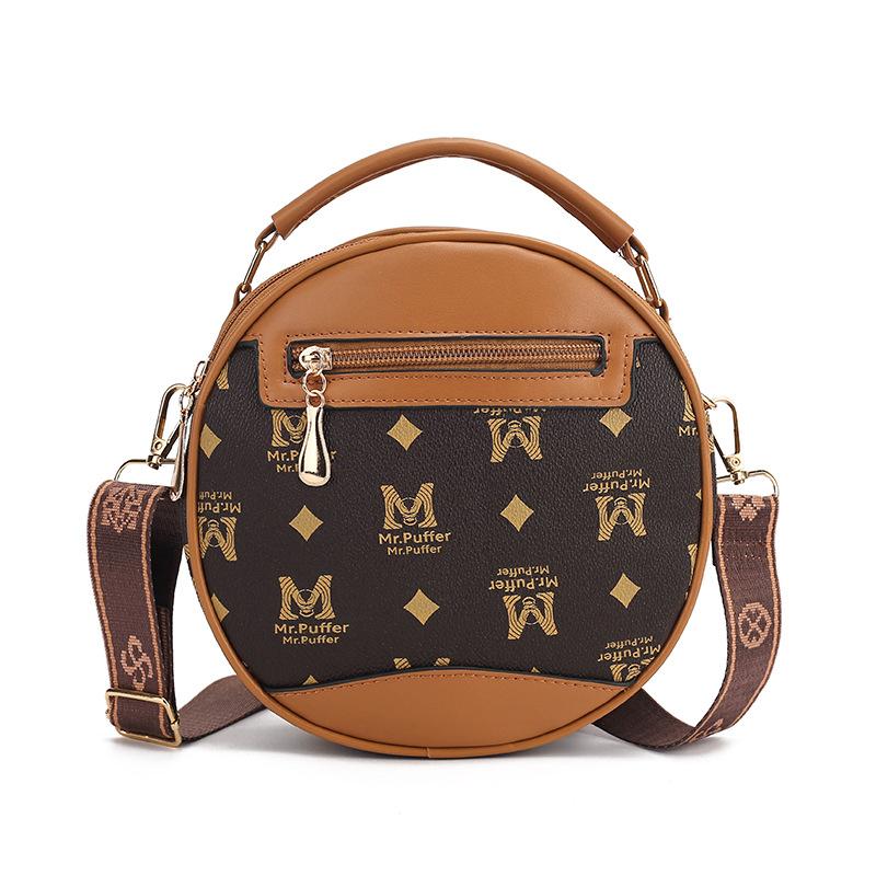 

New fashion retro women s bag versatile high-end shoulder messenger bag large capacity round bag