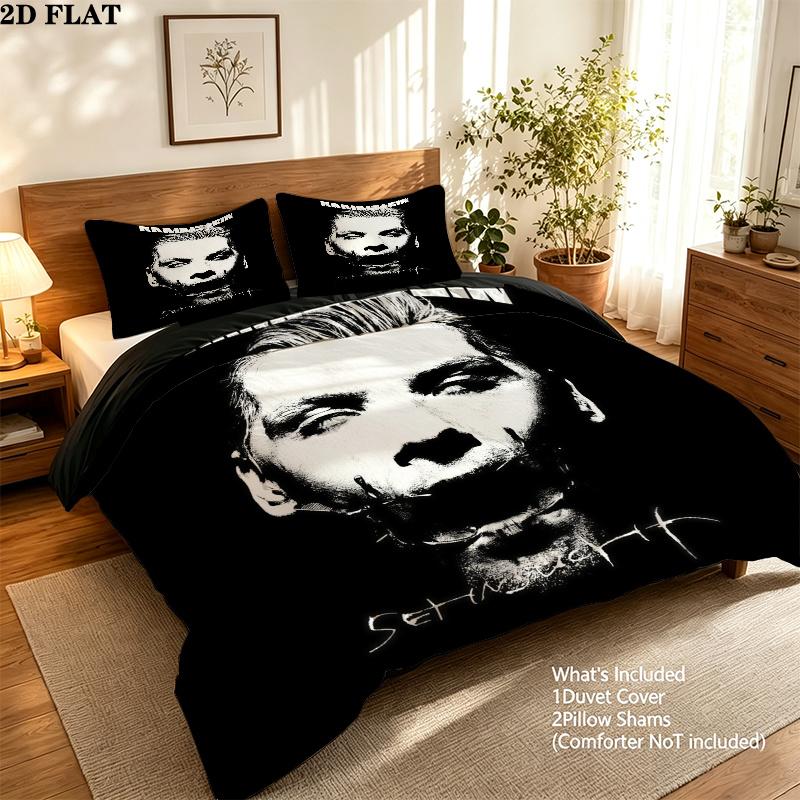 Rammstein Bedding Quilt Set Quilt Cover Pillowcase Home Decoration Birthday Gift (1 * duvet cover + 2 * pillowcase, without core)