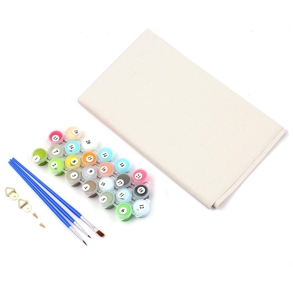 DIY Canvas Oil Painting Paint by Numbers Frameless Painting Kit Drawing Paintwork with 3 Paintbrushes and Pigment for Kids & Adults 40*50cm