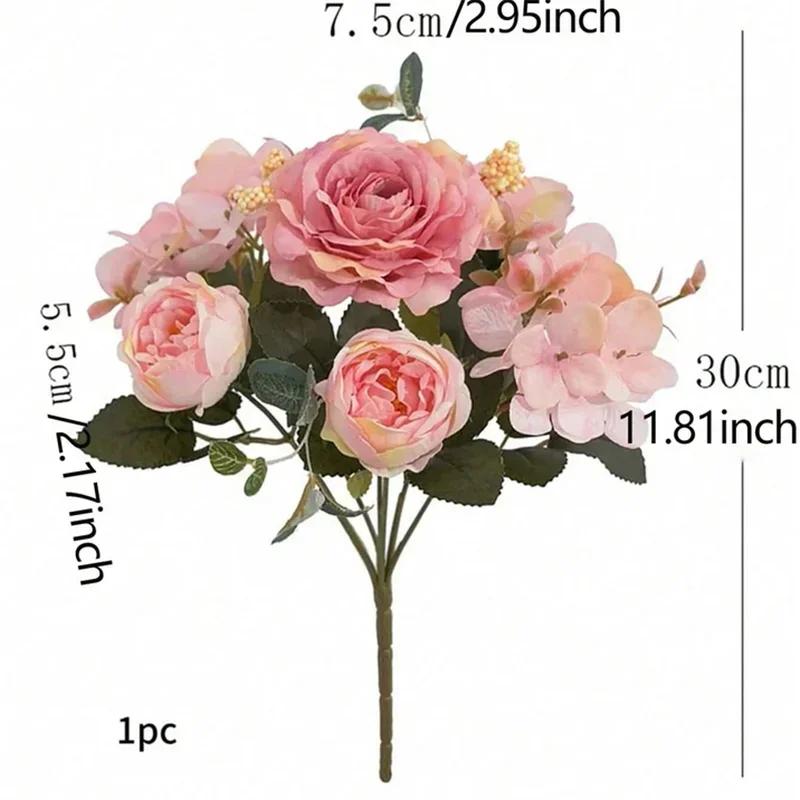 Artificial Flowers Silk Peony Bouquets Scrapbooking Wedding Wreaths Fake White Roses Vase Home Bridal Bouquets Decoration