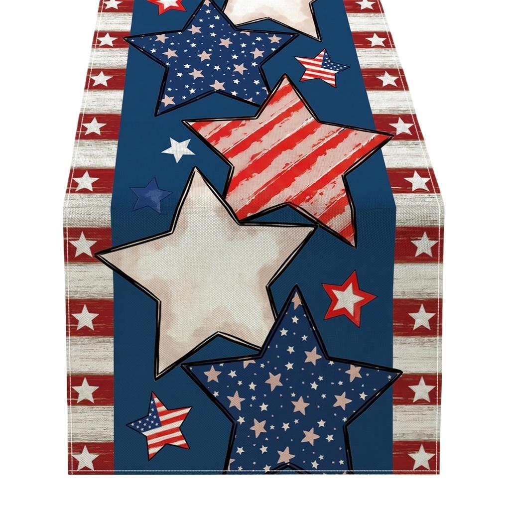 6. US 0th Anniversary Kitchen Decor Table Runner, US Independence Day Premium Tablecloth