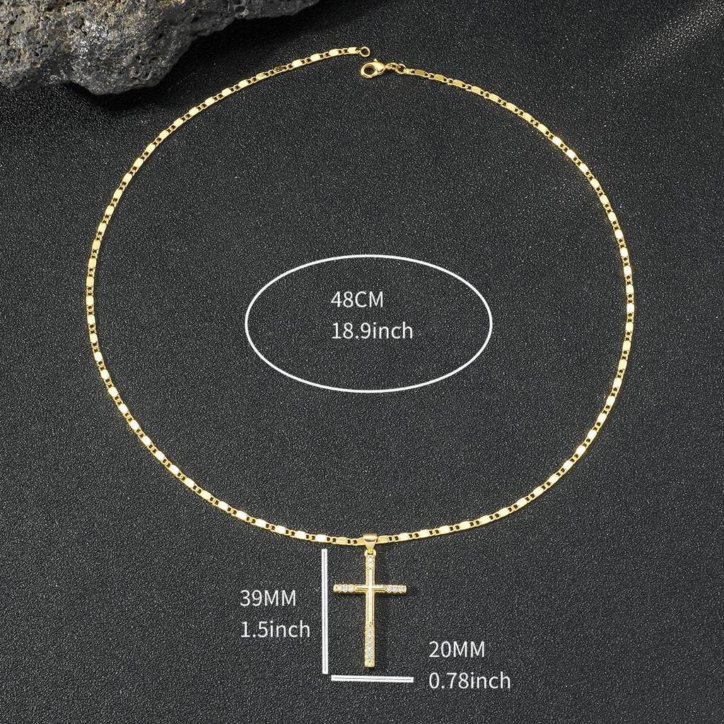 Elegant Cross Pendant Necklace with Inlaid Zircon for Men & Women – Trendy and High-end Jewelry