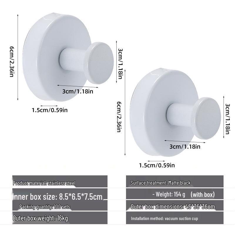 Stainless Steel No-Drill Suction Cup Hook for Kitchen & Bathroom