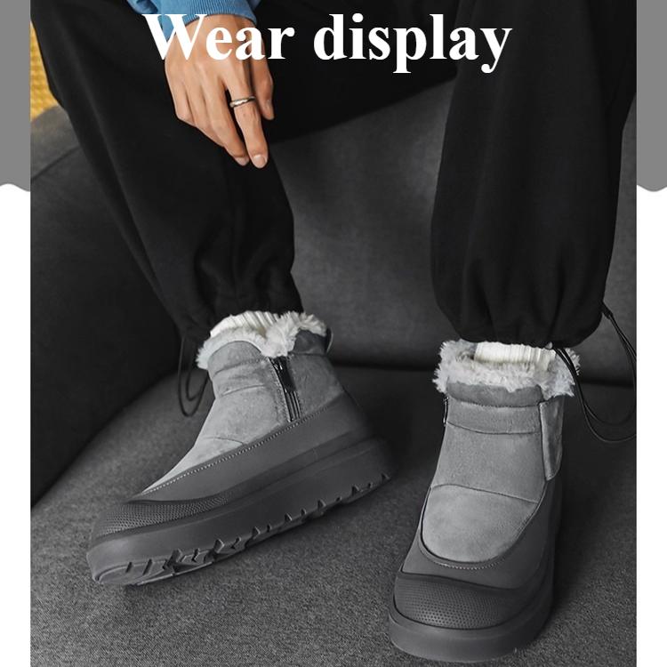 Mens Trendy Large Size Soft Sole Increase Height Winter Warm Fur Snow Boots Padded Lined Ankle Boots Anti-slip Hiking Casual Sports Martin Boots