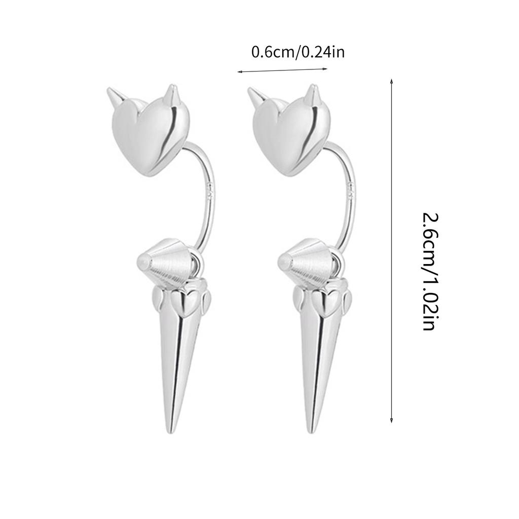 Słodkie kolczyki sztyfty chrząstki ucha z uszami diabła, unikalny dodatek w kształcie serca miłości na kość ucha, stylowe kolczyki sztyfty, dodatek dla pań